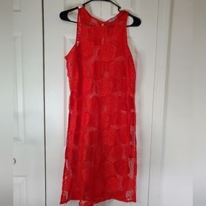 Charlotte Russe Red Rose Fishnet Top-L